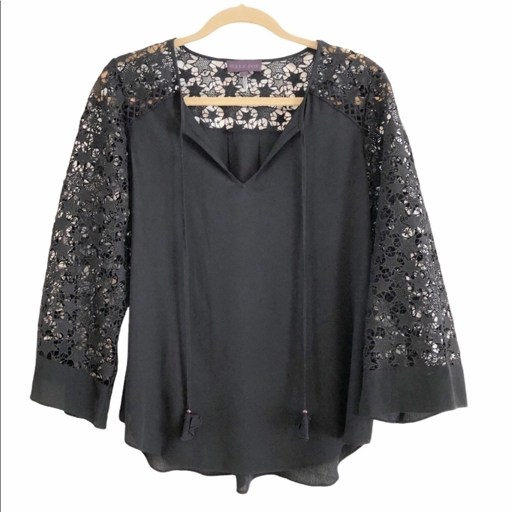 Hale Bob boho black lace blouse. Small. NW…